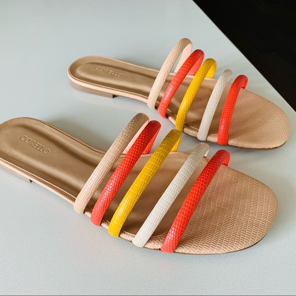 Ombre Strappy Flat Slide Sandals by Corello l Similar to $375 Mansur Gavriel - Picture 6 of 12